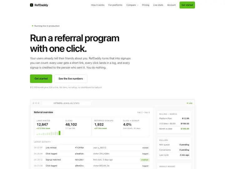RefDaddy homepage