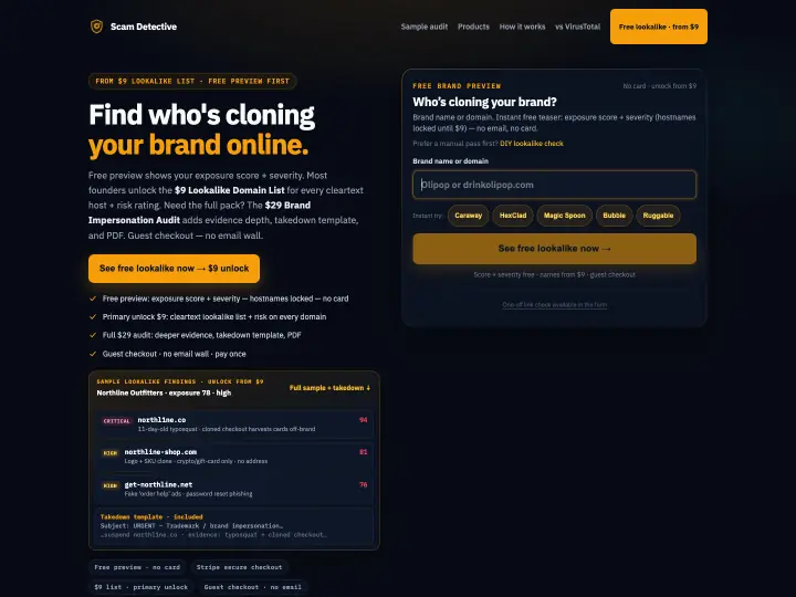 Scam Detective homepage